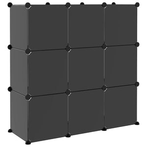 vidaXL Storage Cube Organiser with 9 Cubes and Doors Black PP