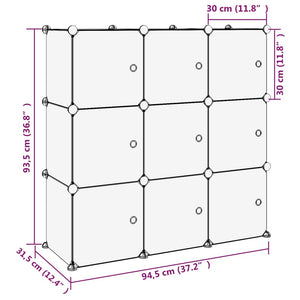 vidaXL Storage Cube Organiser with 9 Cubes and Doors Black PP