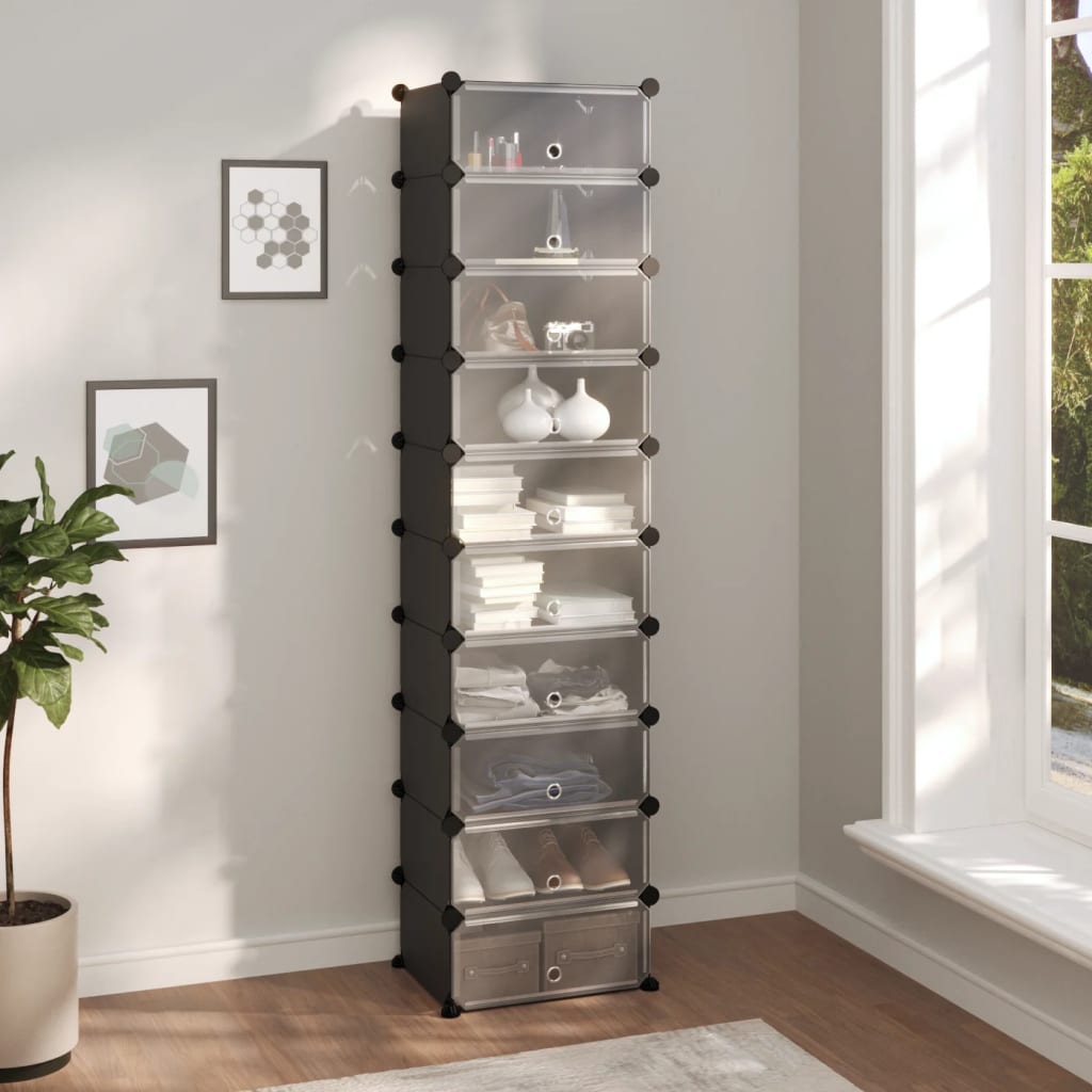 vidaXL Shoe Rack Black 44x32x174 cm PP