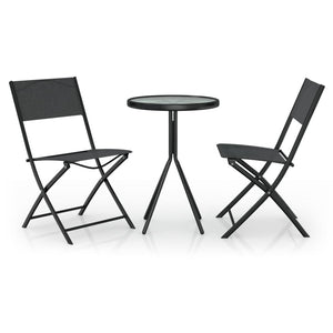 vidaXL 3 Piece Bistro Set Steel Black