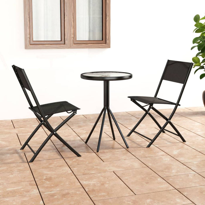 vidaXL 3 Piece Bistro Set Steel Black