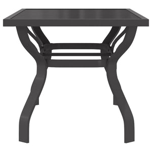 vidaXL Garden Table Grey and Black 140x70x70 cm Steel and Glass