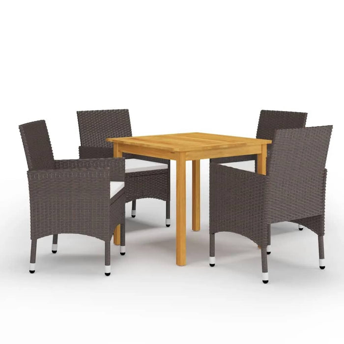 vidaXL 5 Piece Garden Dining Set with Cushions Brown