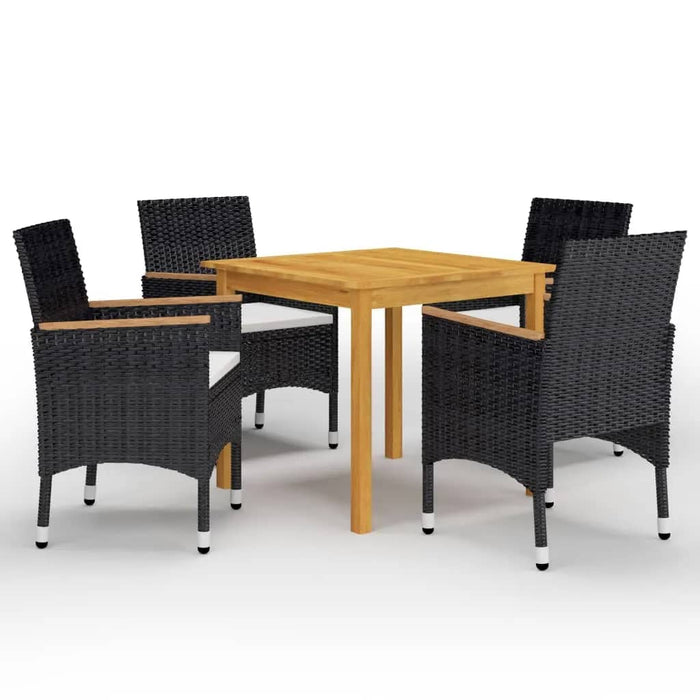 vidaXL 5 Piece Garden Dining Set with Cushions Black