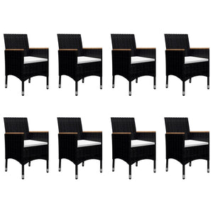 vidaXL 9 Piece Garden Dining Set with Cushions Black