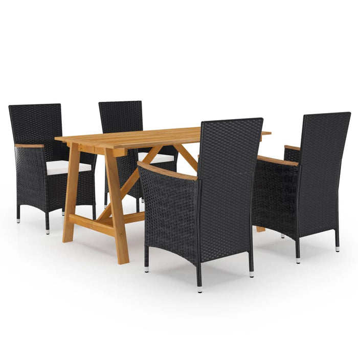 vidaXL 5 Piece Garden Dining Set with Cushions Black