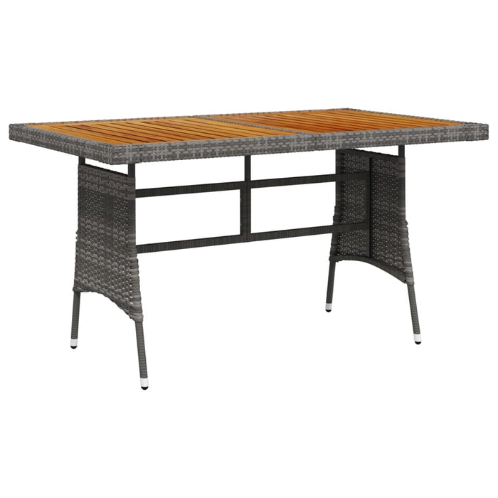 vidaXL Garden Table Grey 130x70x72 cm Poly Rattan & Solid Acacia Wood