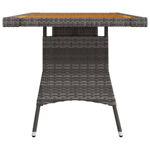 vidaXL Garden Table Grey 130x70x72 cm Poly Rattan & Solid Acacia Wood