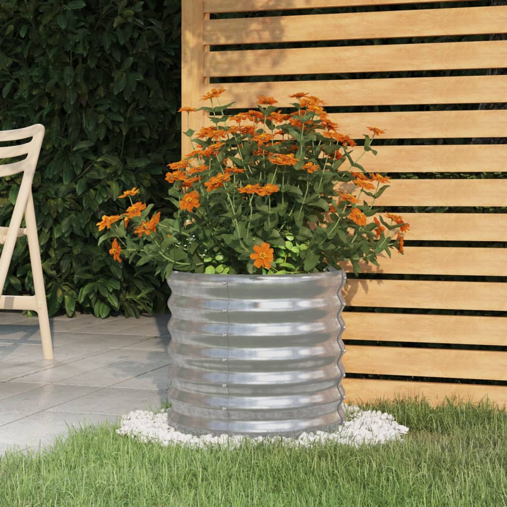 vidaXL Garden Planter Powder-coated Steel 40x40x36 cm Silver