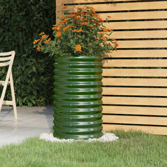 vidaXL Garden Planter Powder-coated Steel 40x40x68 cm Green