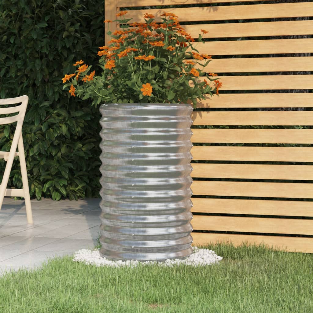 vidaXL Garden Planter Powder-coated Steel 40x40x68 cm Silver