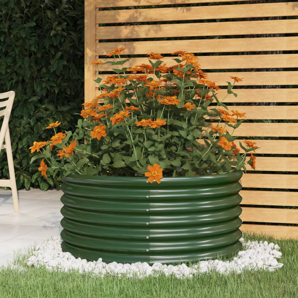 vidaXL Garden Planter Powder-coated Steel 80x80x36 cm Green