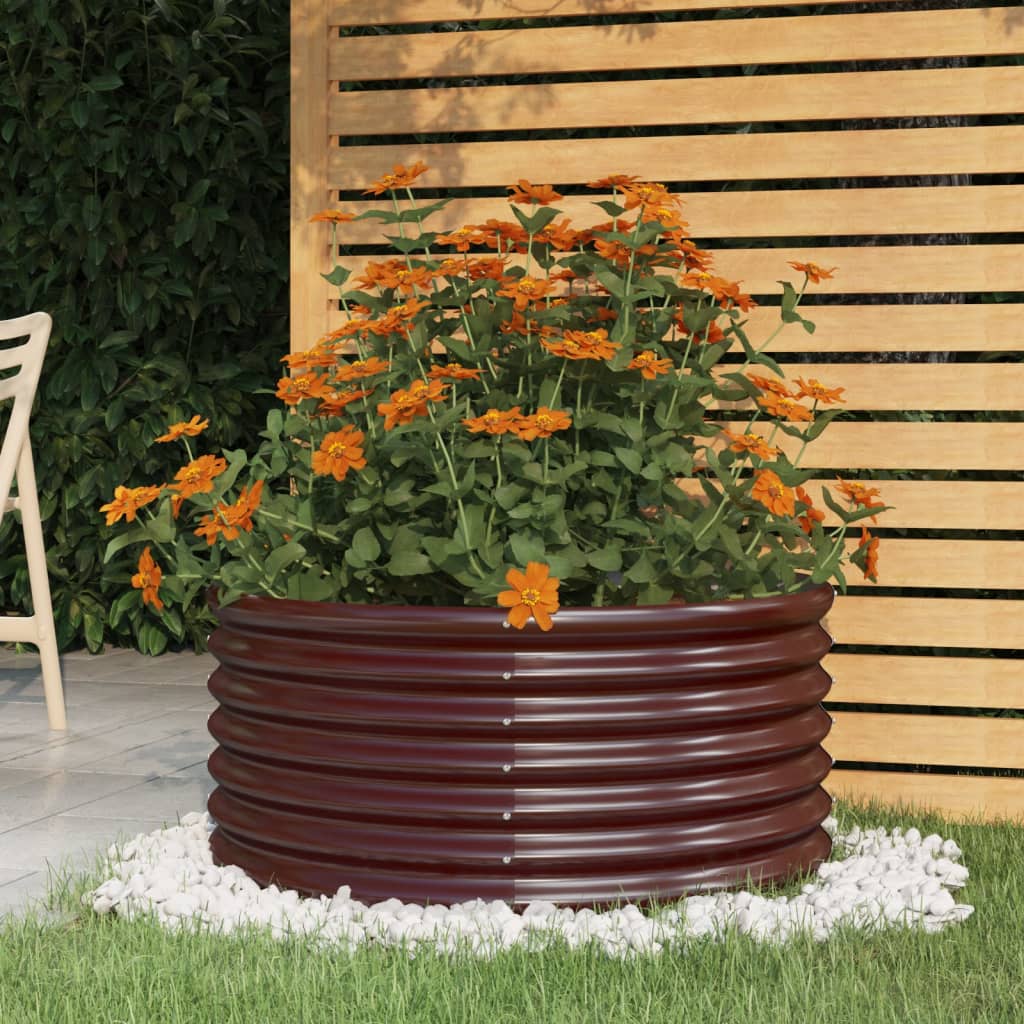 vidaXL Garden Planter Powder-coated Steel 80x80x36 cm Brown