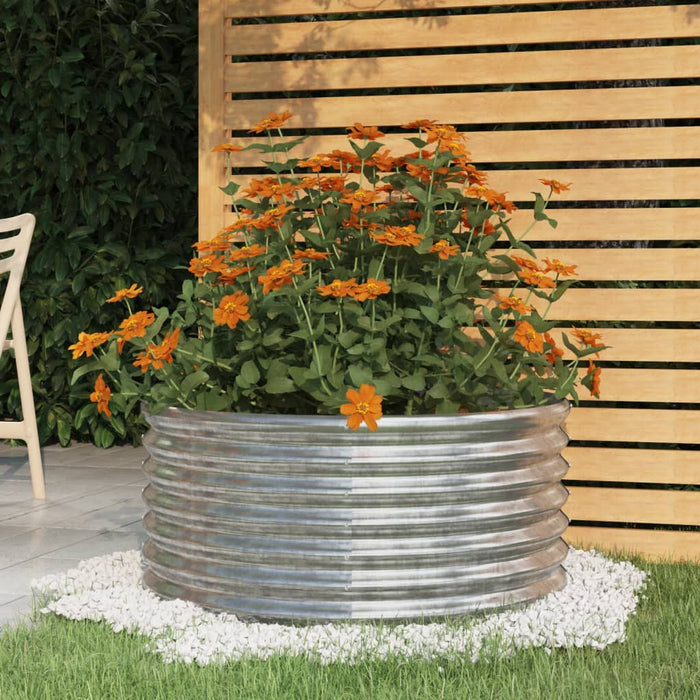 vidaXL Garden Planter Powder-coated Steel 80x80x36 cm Silver