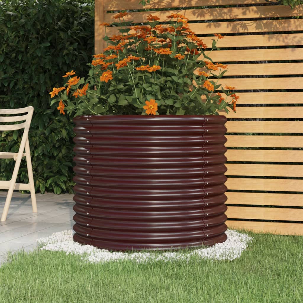 vidaXL Garden Planter Powder-coated Steel 80x80x68 cm Brown