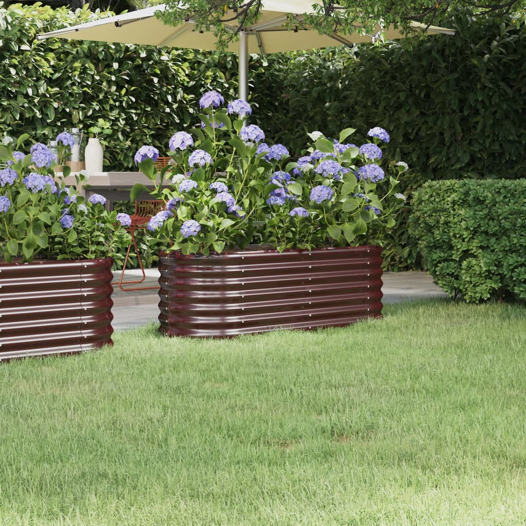 vidaXL Garden Raised Bed Powder-coated Steel 114x40x36 cm Brown