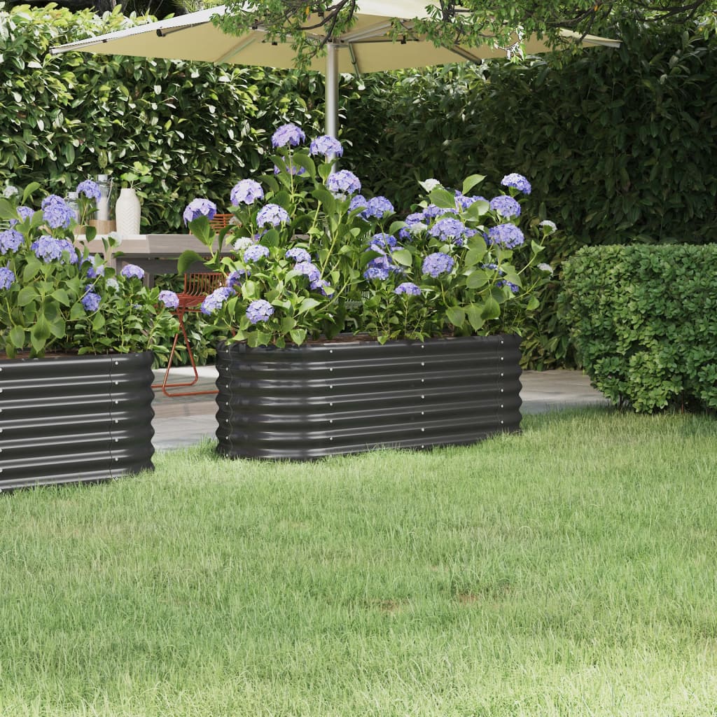 vidaXL Garden Raised Bed Powder-coated Steel 114x40x36 cm Anthracite