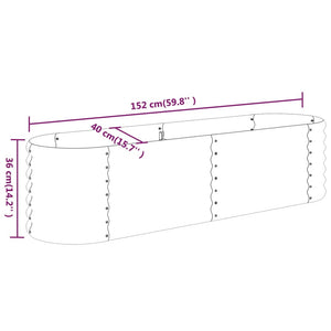 vidaXL Garden Raised Bed Powder-coated Steel 152x40x36 cm Silver