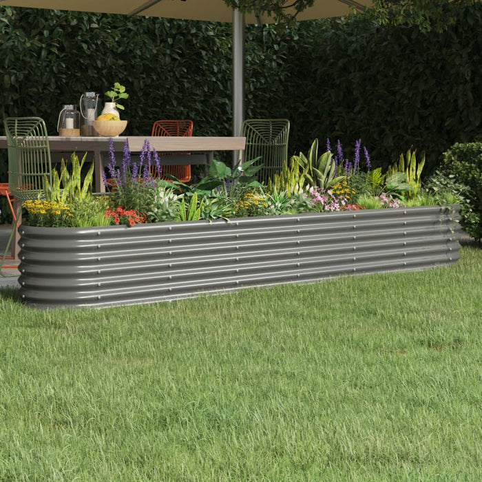 vidaXL Garden Raised Bed Powder-coated Steel 260x40x36 cm Grey