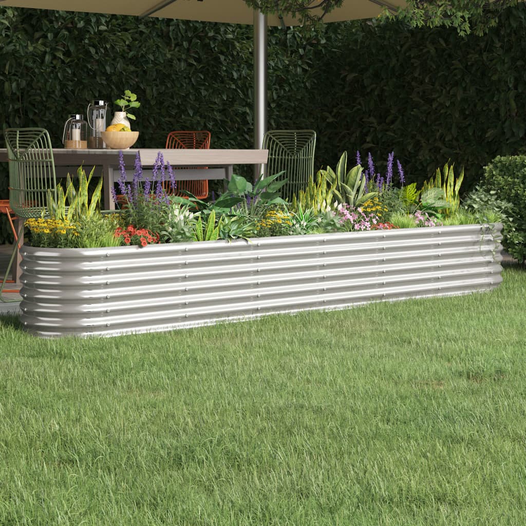 vidaXL Garden Raised Bed Powder-coated Steel 260x40x36 cm Silver