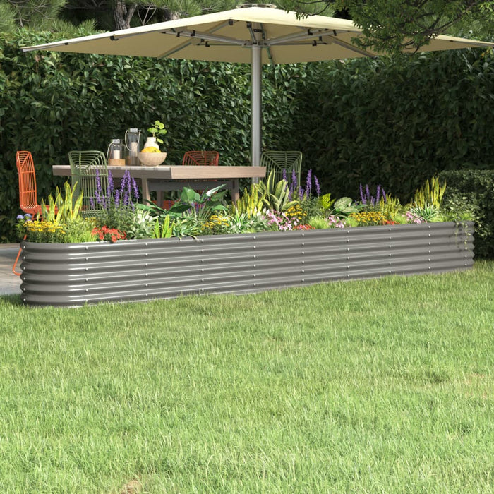 vidaXL Garden Raised Bed Powder-coated Steel 332x40x36 cm Grey