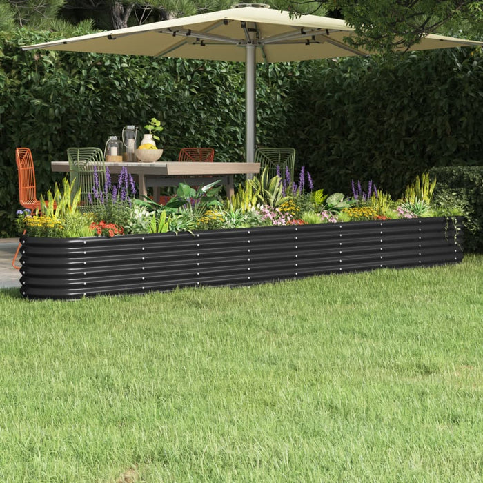 vidaXL Garden Raised Bed Powder-coated Steel 332x40x36 cm Anthracite