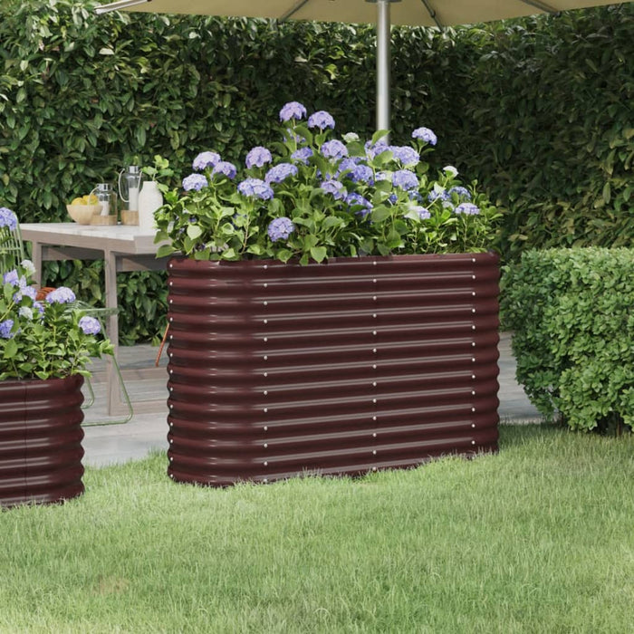 vidaXL Garden Raised Bed Powder-coated Steel 114x40x68 cm Brown