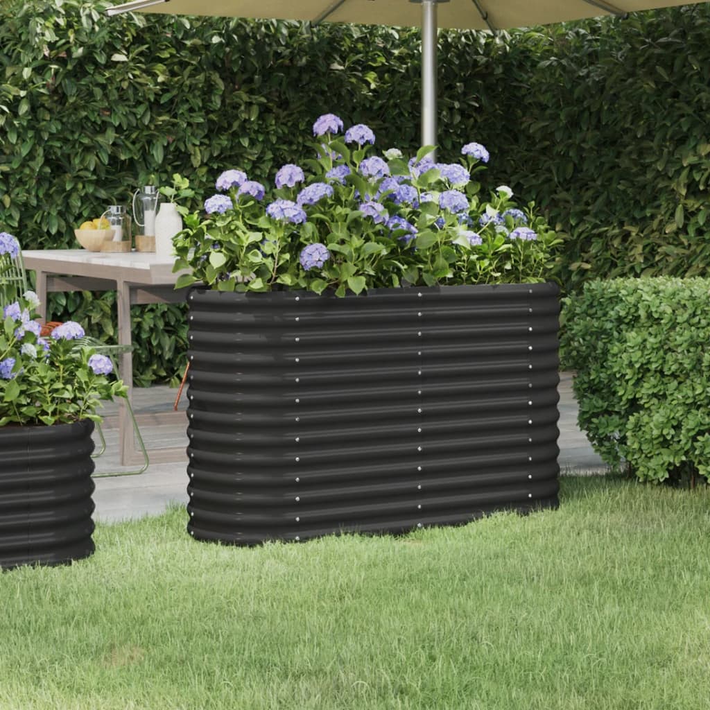 vidaXL Garden Raised Bed Powder-coated Steel 114x40x68 cm Anthracite