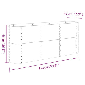 vidaXL Garden Raised Bed Powder-coated Steel 152x40x68 cm Grey