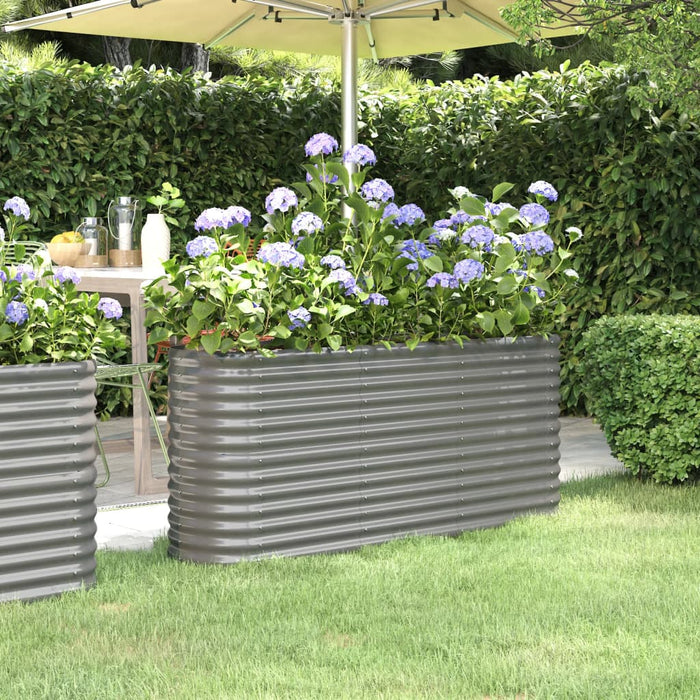 vidaXL Garden Raised Bed Powder-coated Steel 152x40x68 cm Grey