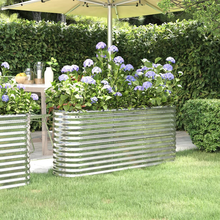 vidaXL Garden Raised Bed Powder-coated Steel 152x40x68 cm Silver