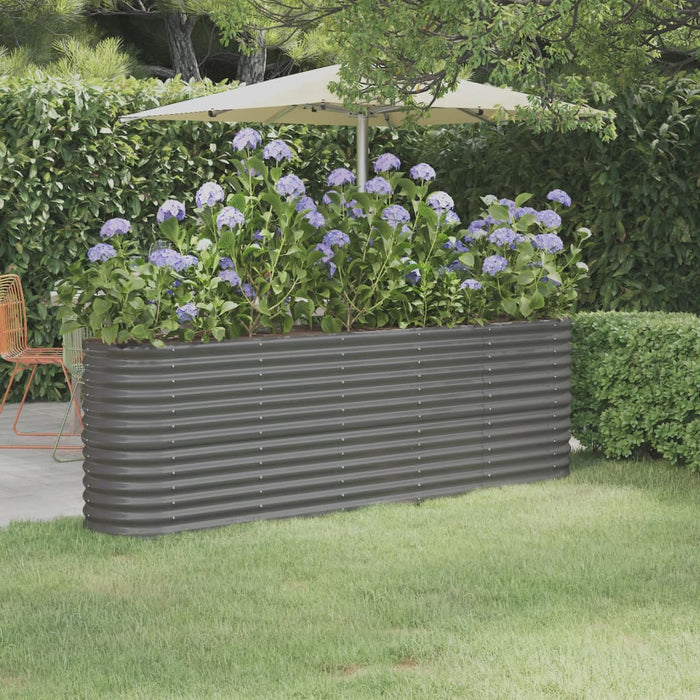 vidaXL Garden Raised Bed Powder-coated Steel 224x40x68 cm Grey