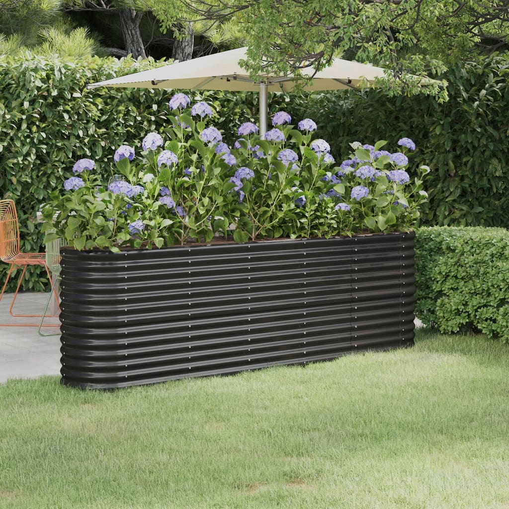 vidaXL Garden Raised Bed Powder-coated Steel 224x40x68 cm Anthracite