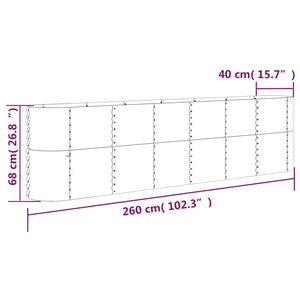 vidaXL Garden Raised Bed Powder-coated Steel 260x40x68 cm Grey