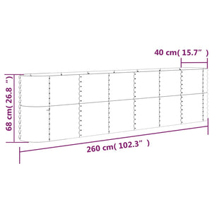 vidaXL Garden Raised Bed Powder-coated Steel 260x40x68 cm Brown