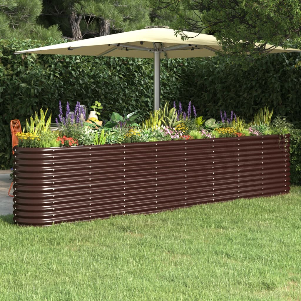 vidaXL Garden Raised Bed Powder-coated Steel 332x40x68 cm Brown