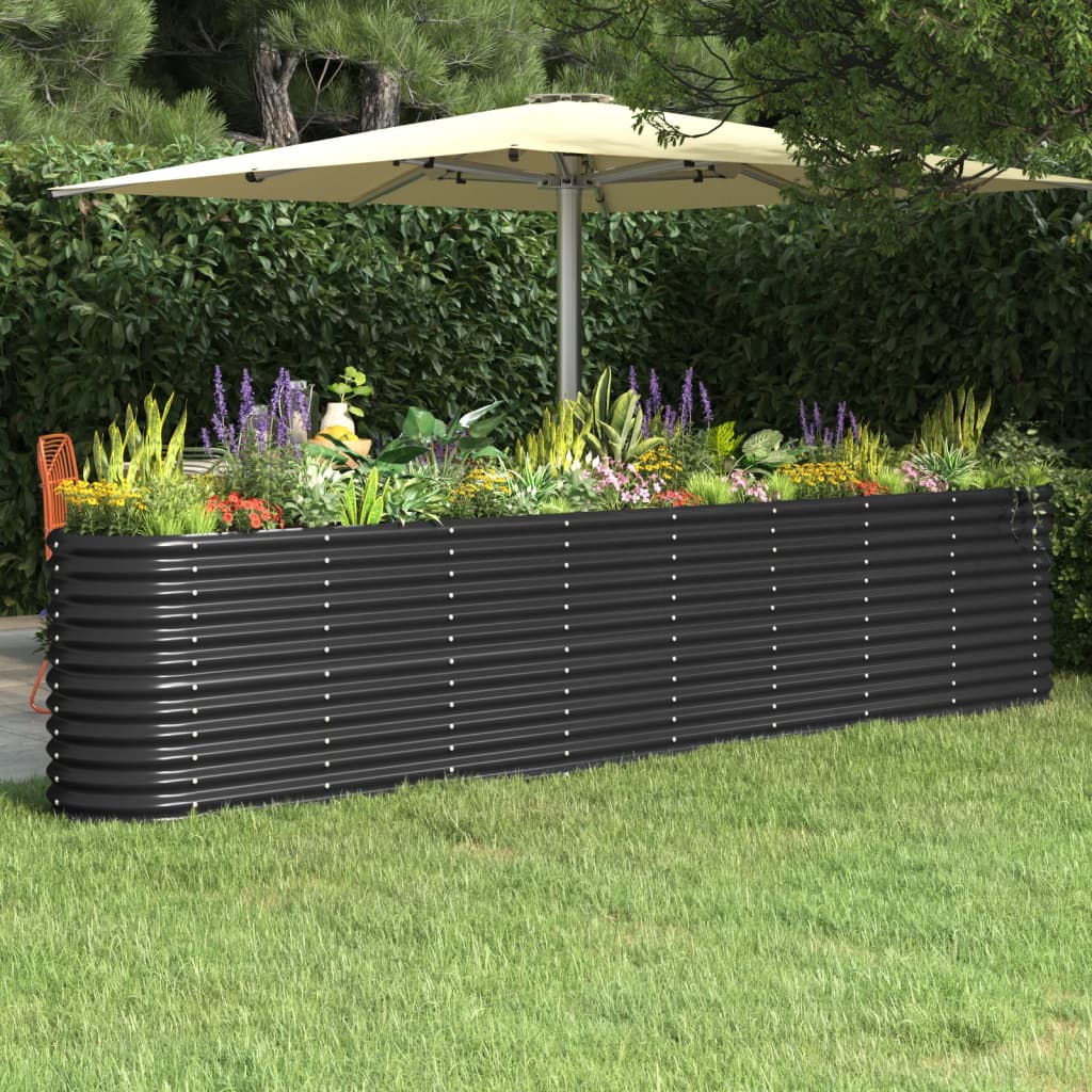 vidaXL Garden Raised Bed Powder-coated Steel 332x40x68 cm Anthracite