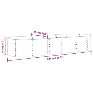 vidaXL Garden Raised Bed Powder-coated Steel 224x80x36 cm Green