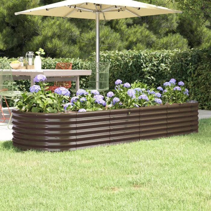 vidaXL Garden Raised Bed Powder-coated Steel 224x80x36 cm Brown