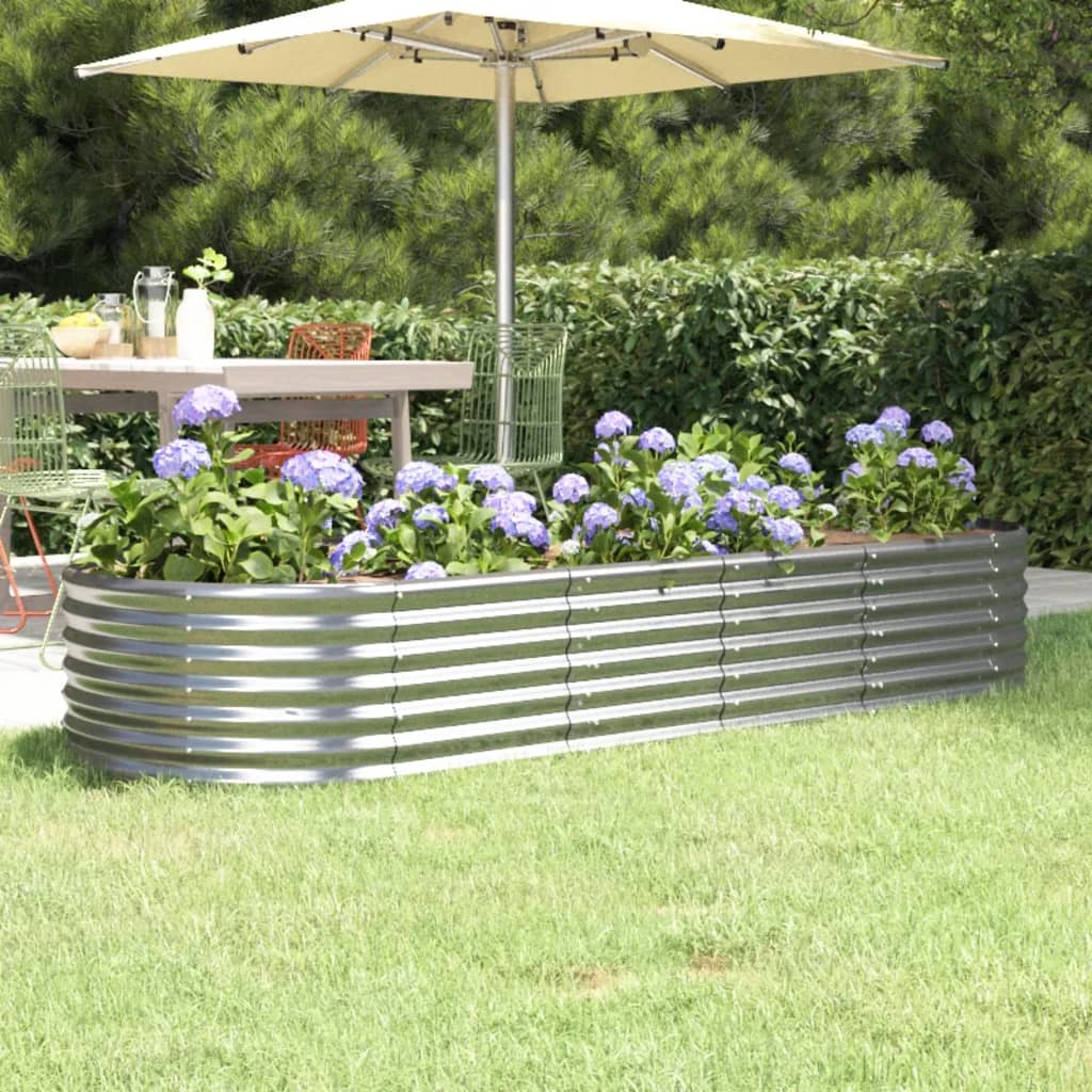 vidaXL Garden Raised Bed Powder-coated Steel 224x80x36 cm Silver