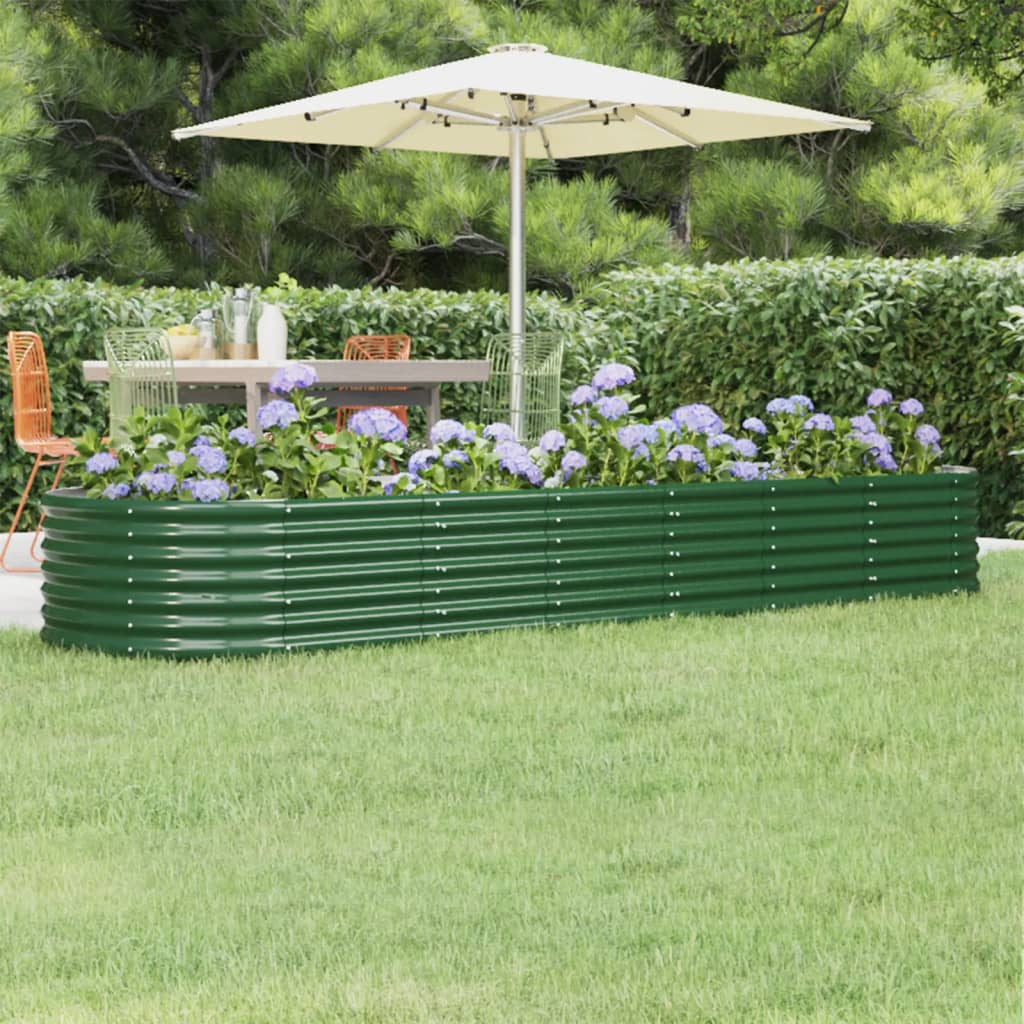 vidaXL Garden Raised Bed Powder-coated Steel 296x80x36 cm Green