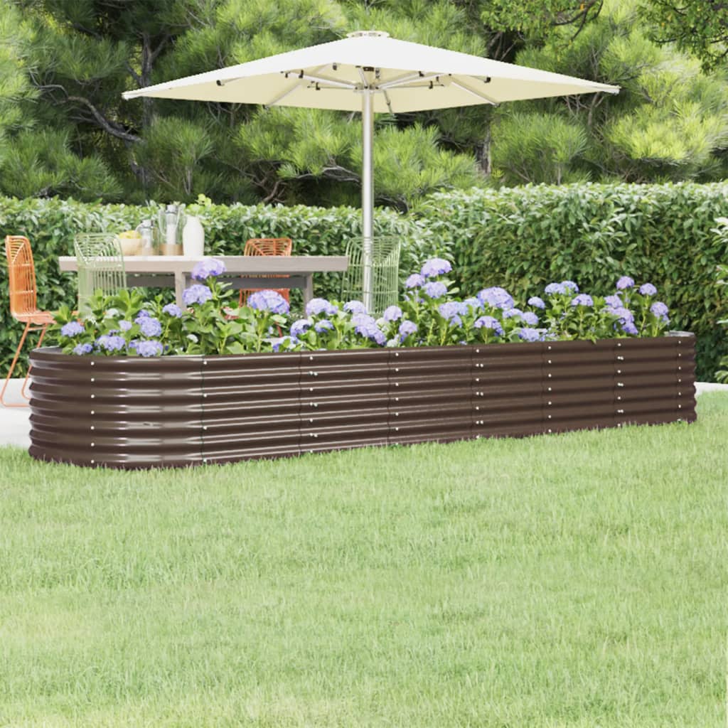 vidaXL Garden Raised Bed Powder-coated Steel 296x80x36 cm Brown