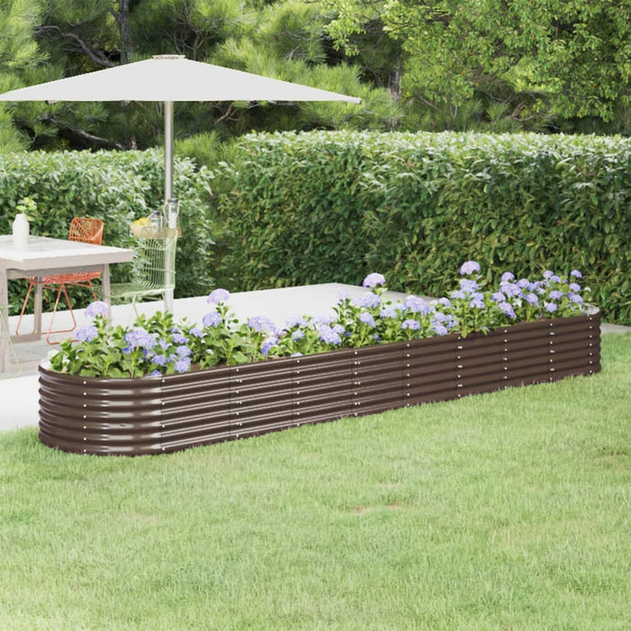 vidaXL Garden Raised Bed Powder-coated Steel 368x80x36 cm Brown