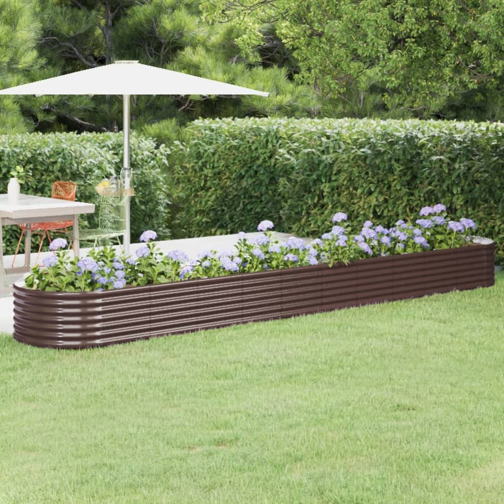 vidaXL Garden Raised Bed Powder-coated Steel 440x80x36 cm Brown