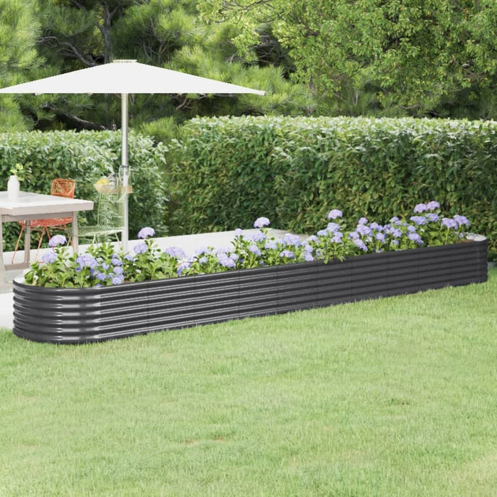 vidaXL Garden Raised Bed Powder-coated Steel 440x80x36 cm Anthracite