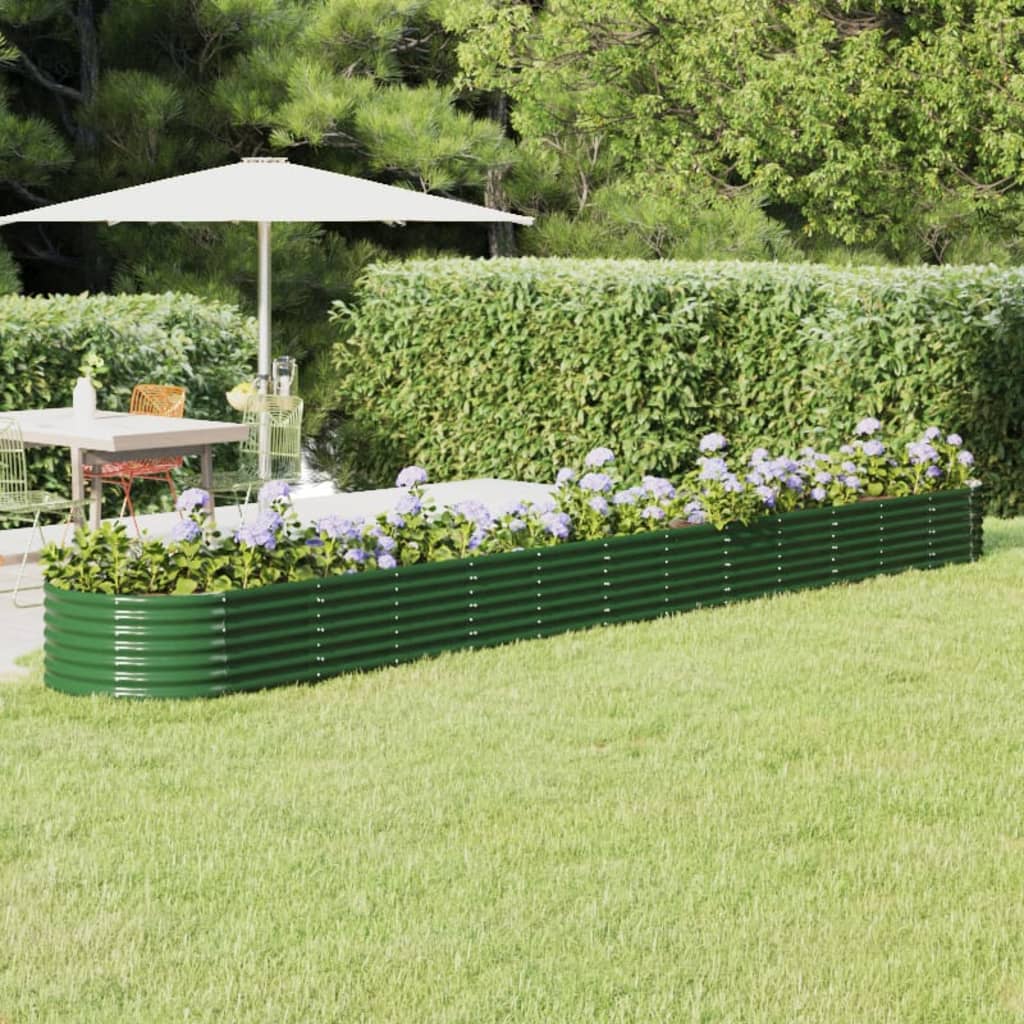 vidaXL Garden Raised Bed Powder-coated Steel 512x80x36 cm Green