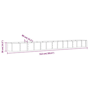 vidaXL Garden Raised Bed Powder-coated Steel 512x80x36 cm Grey