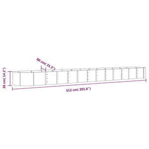 vidaXL Garden Raised Bed Powder-coated Steel 512x80x36 cm Brown