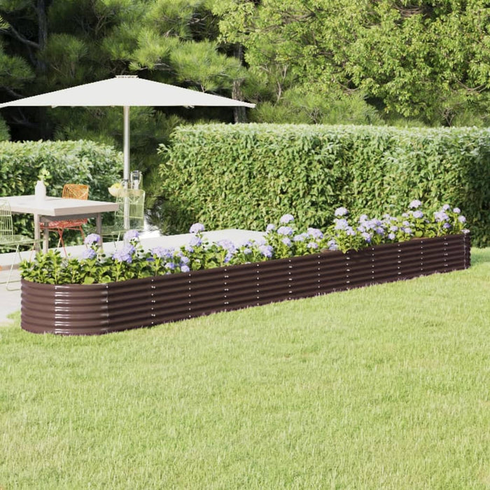 vidaXL Garden Raised Bed Powder-coated Steel 512x80x36 cm Brown