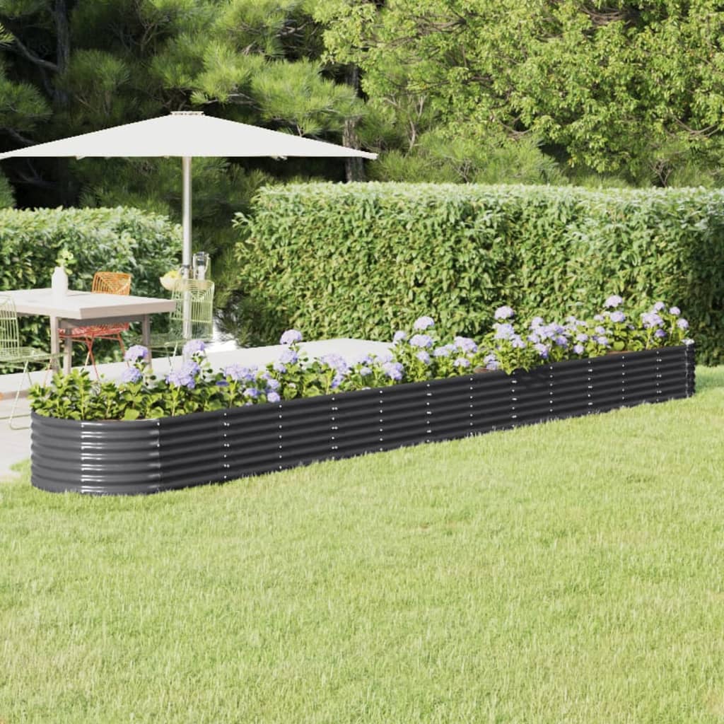 vidaXL Garden Raised Bed Powder-coated Steel 512x80x36 cm Anthracite